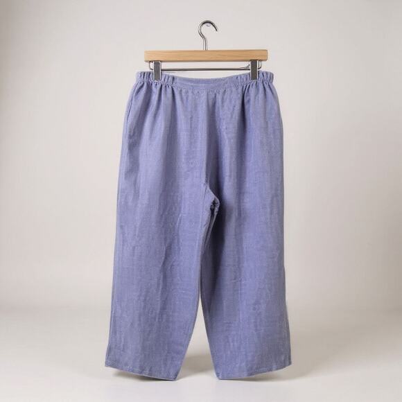 Eileen Fisher Petite Lavender Linen Silk Wide Leg Pants Size Petite Large - Picture 2 of 8